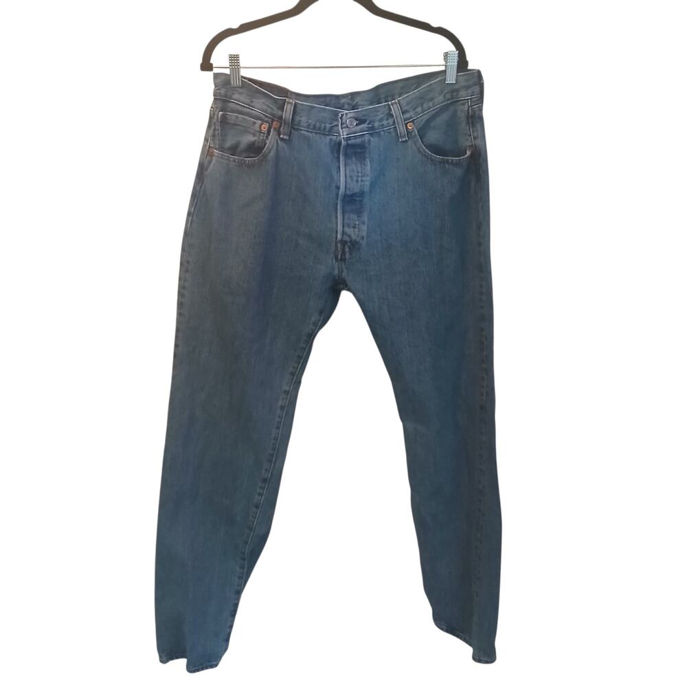 LEVI'S 501 ORIGINAL FIT STRAIGHT LEG BUTTON FLY CLOSURE MENS DENIM JEANS 36/34